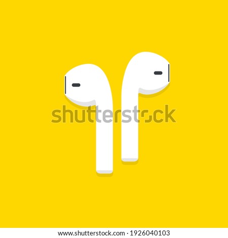 Wireless headphones on yellow background. Royalty-Free Stock Photo #1926040103