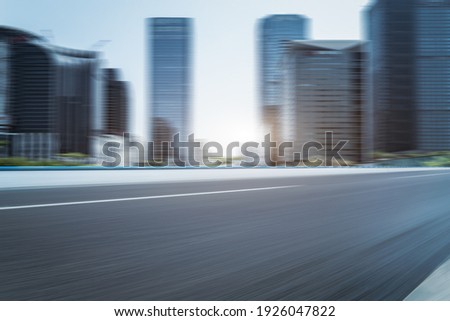 Highway skyline and blurred buildings