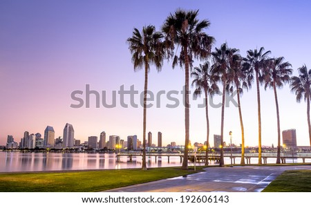Downtown City of San Diego, California USA at Dawn