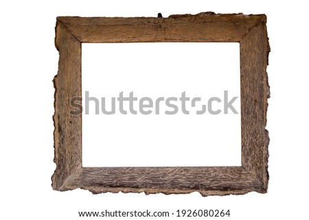 Solid wood photo frame on white background There is a white space in the middle.