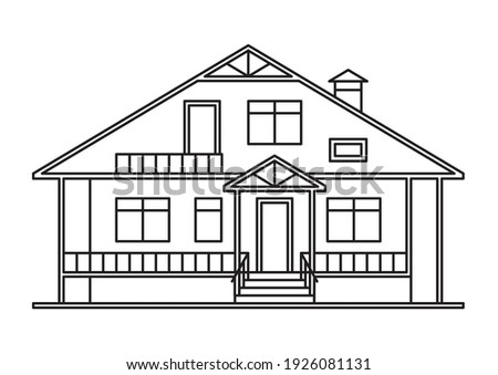 Chalet simple line art house for coloring.