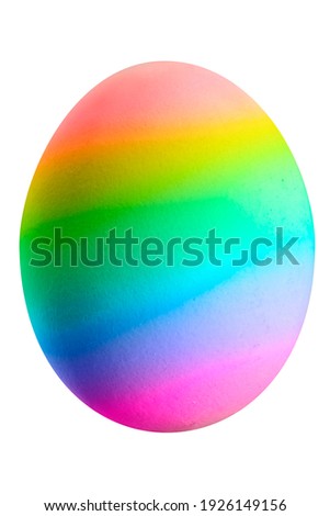 Large picture of an easter egg many colors like a rainbow.