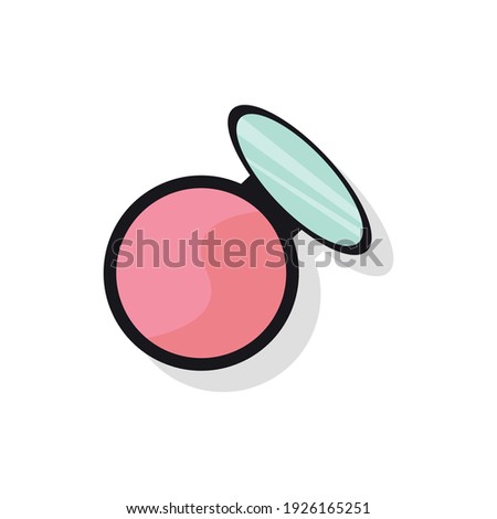 Cosmetic makeup for cheeks, blush, compact or masking powder for the face in a black package on a white background.