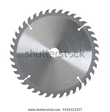 new power saw blade closeup on white isolated background Royalty-Free Stock Photo #1926223337