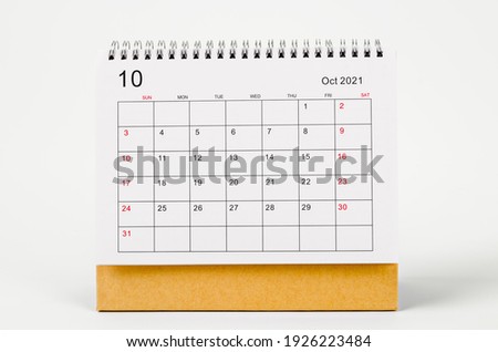 October Calendar 2021 on white background. Royalty-Free Stock Photo #1926223484