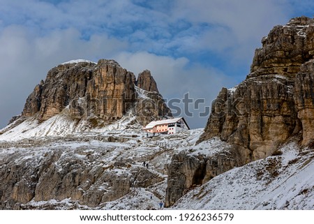 Winter landscape of Italian Alps in the area of Tre Cime.