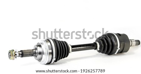 Brand new, front-wheel drive vehicle assembly on a white background. Front-wheel drive - the layout and design of the vehicle's transmission, in which the torque generated by the engine is transmitted Royalty-Free Stock Photo #1926257789