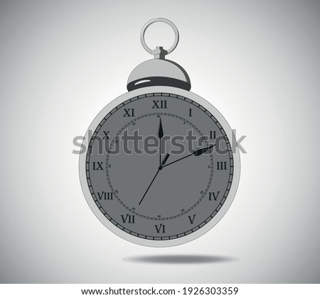 Wall Clock vector grey colored illustration and graphics
