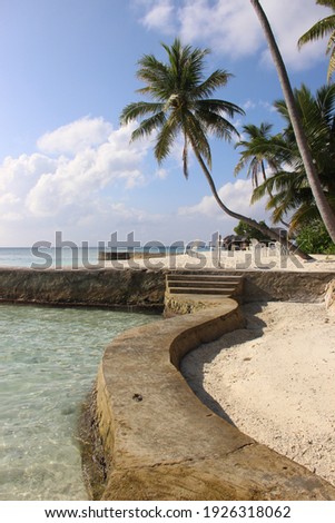 Exotic beach background. Summer travel and tourism, vacation destination concept. Maldives nature landscape view, inspirational tropical beach.