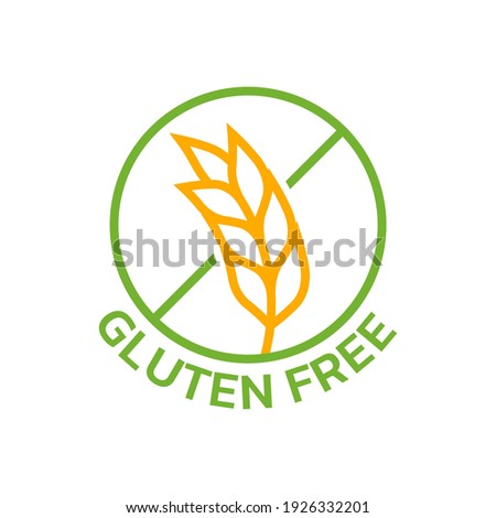Gluten free icon with grain or wheat symbol. Food allergy label or logo. Vector illustration. Royalty-Free Stock Photo #1926332201