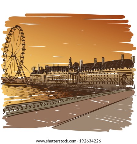London hand drawn, vector illustration