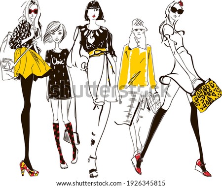 girls fashion illustration design graphics Royalty-Free Stock Photo #1926345815