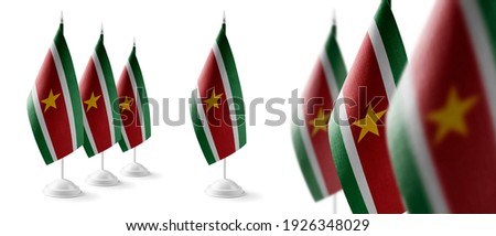 Set of Suriname national flags on a white background