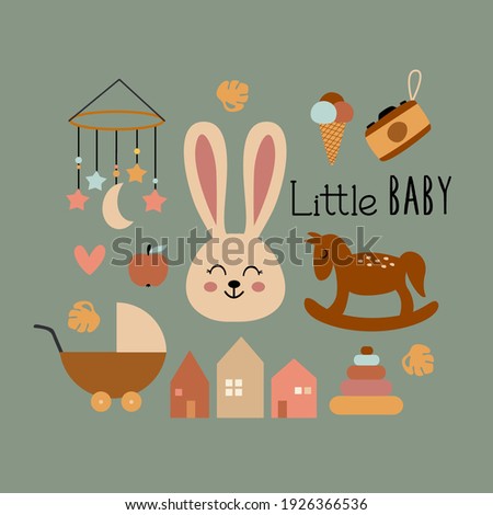 poster with bohemian little baby elements