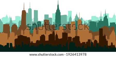 New York City blue skyline silhouette isolated on white background. Retro sunrise  Royalty-Free Stock Photo #1926413978