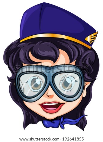 Illustration of a head of an air hostess on a white background
