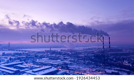Harmful emissions into the atmosphere causing global warming. Royalty-Free Stock Photo #1926434453