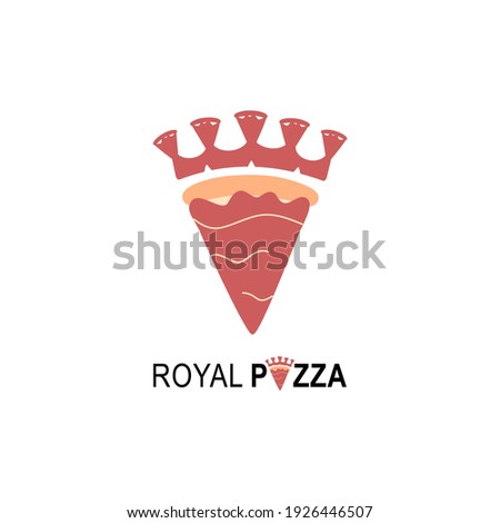 Royal Pizza logo for cafe packaging and restaurant menu. Fast food logo with modern flat style vector illustration. Pizza crown logo for Italian pizzeria with minimalistic flat style pizza restaurant.