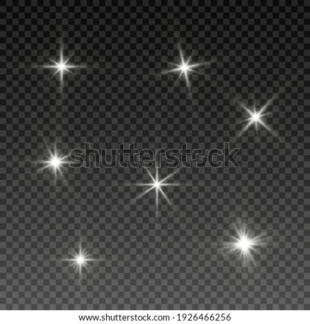 Set of the light elements. Special design of starlight or light effect. Star or spotlight beams. Light PNG. Decor element. Isolated transparent background.