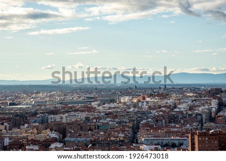 beautiful views of Madrid from Vallecas with the mountains of the Sierra de Madrid in the background