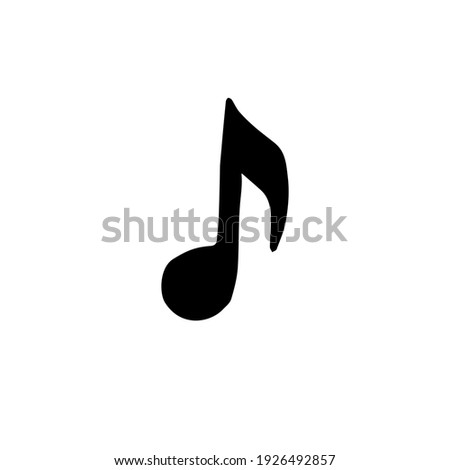 Vector hand drawn doodle music note silhouette isolated on white background