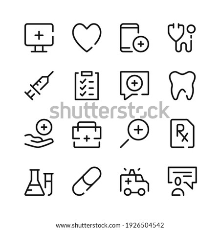 Healthcare icons. Vector line icons. Simple outline symbols set Royalty-Free Stock Photo #1926504542