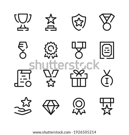 Awards icons. Vector line icons. Simple outline symbols set Royalty-Free Stock Photo #1926505214