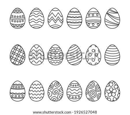 Easter eggs set doodle style. Happy easter hand drawn isolated on white background. Royalty-Free Stock Photo #1926527048