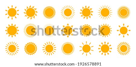 Sun icon set. Vector flat design. Collection of sun stars for use in as logo or weather icon. Royalty-Free Stock Photo #1926578891