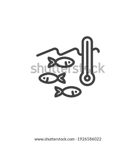 Aquarium water temperature line icon. linear style sign for mobile concept and web design. Water thermometer outline vector icon. Symbol, logo illustration. Vector graphics
