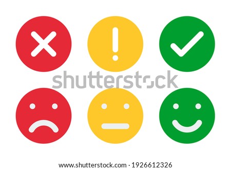 different moods smiles and check mark sign, vector icons set Royalty-Free Stock Photo #1926612326
