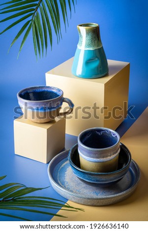 Blue Plate, Bowl and Tea Cup in Still Life Photography