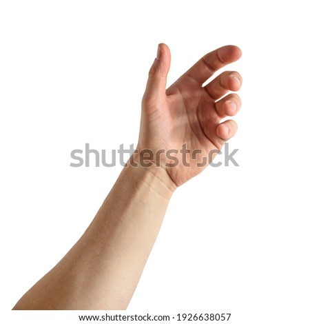 gesture of the hand for holding smartphone or bottle Royalty-Free Stock Photo #1926638057