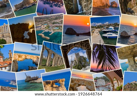 Collage of Cyprus images  - nature and architecture background