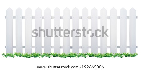 Wooden fence and grass. Vector illustration.  Royalty-Free Stock Photo #192665006