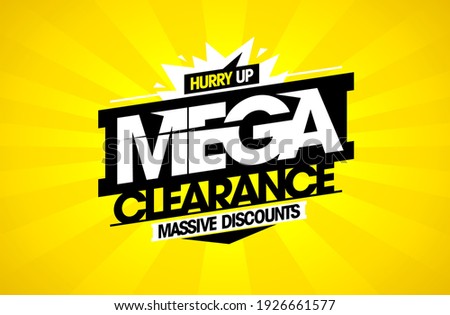 Mega clearance, massive discounts - sale vector banner mockup Royalty-Free Stock Photo #1926661577