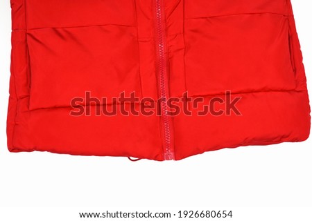 Parts of a red jacket, isolated white background. High quality photo
