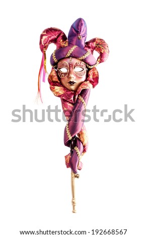 Red venetian carnival mask  on a white background  Royalty-Free Stock Photo #192668567