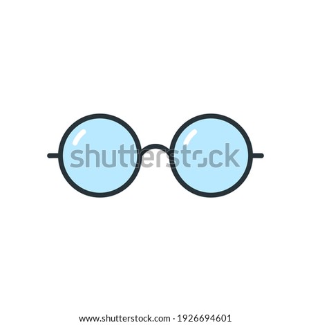 Glasses icon. Eyeglasses blue symbol. Vector illustration isolated on white.
