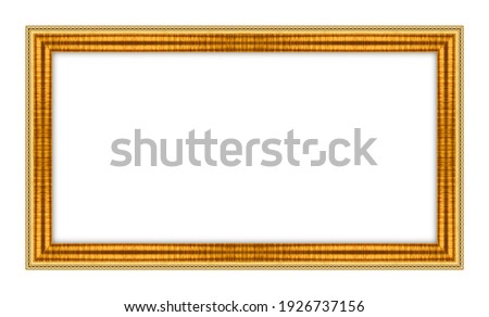 Golden picture frames isolated on white background