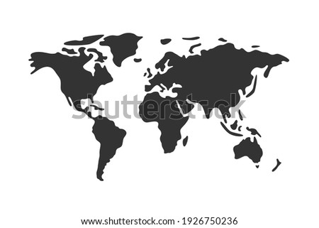 Simple vector world map flat icon.