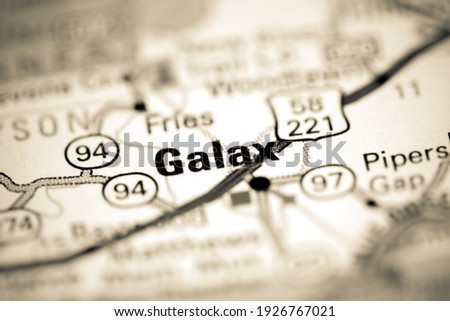Galax. Virginia. USA on a geography map Royalty-Free Stock Photo #1926767021