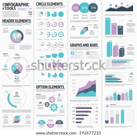 Huge infographics vector elements designers set