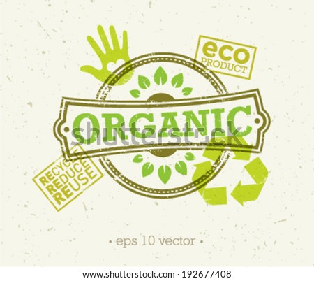 Organic food nature eco friendly stamps on paper background