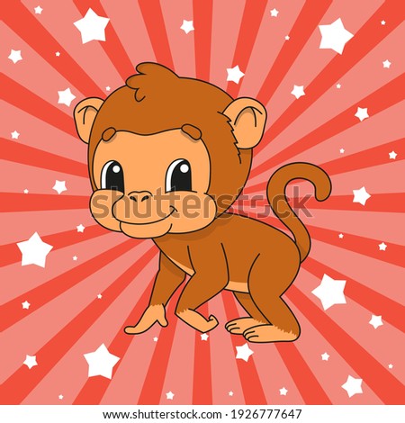 Cute cartoon character. Colorful vector illustration. Isolated on color background. Template for your design. Animal theme.