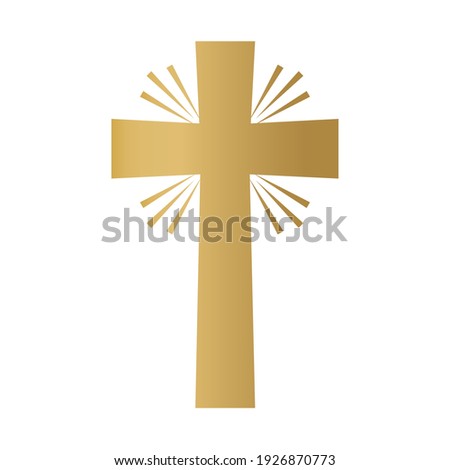 golden christian catholic holy cross icon- vector illustration