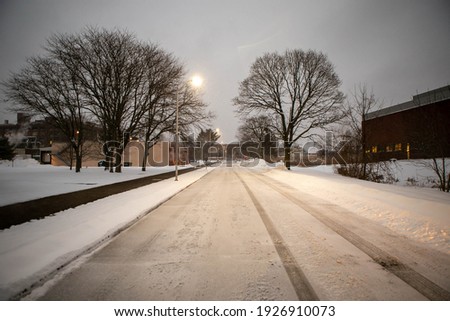 These are photos of snow covered streets. 