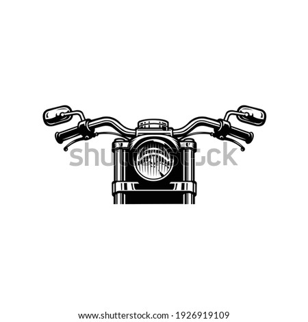 Monocrome Classic Motorcycle Vector Front View Concept