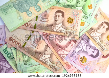 Money Banknote Thai Baht for Background, Savings Money and Financial business concept Royalty-Free Stock Photo #1926935186