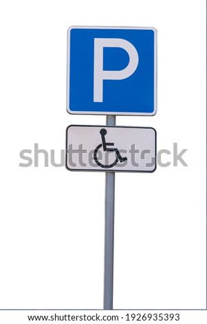 road sign parking for the disabled. isolate on a white background
